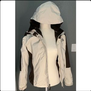 North Face Hyvent Coat- Cream and Brown- Small
